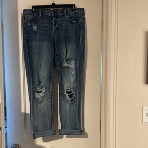 Judy Blue Boyfriend Jeans Blue Distressed Relaxed Fit